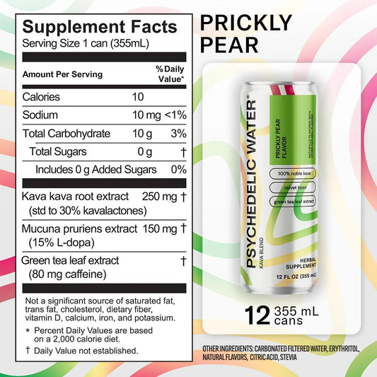 Psychedelic Water | Hibiscus + Lime Kava Drink with Green Tea | 6-pack