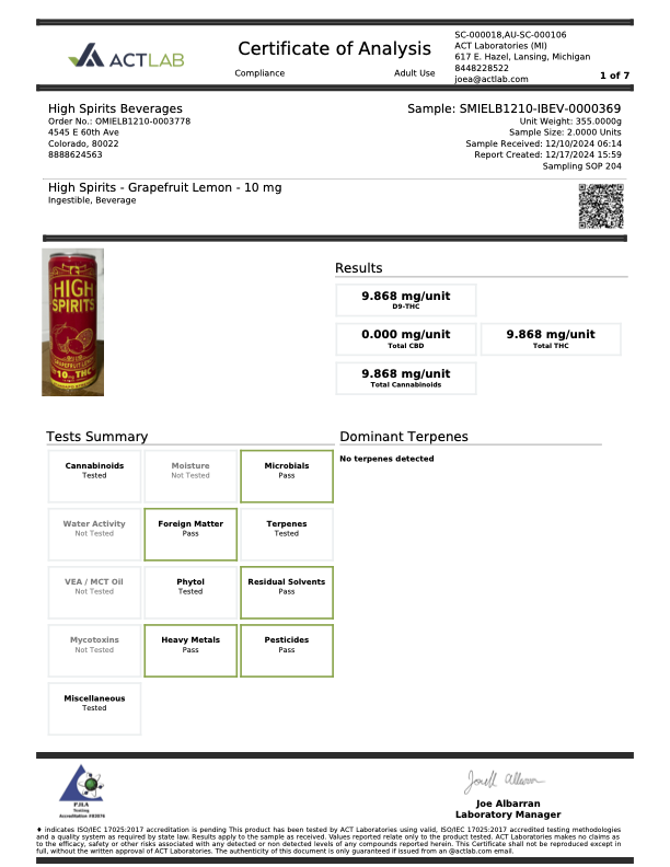 High Spirits | Grapefruit Lemon