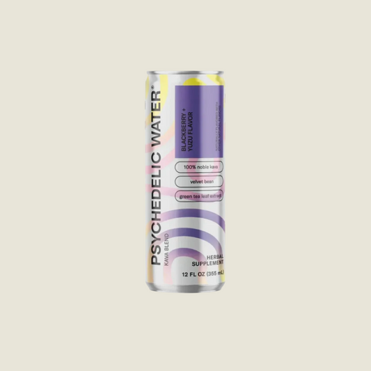 Can of Psychedelic Water on a light beige background