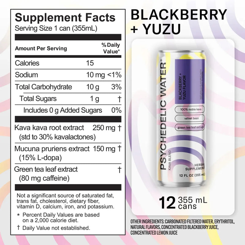 Psychedelic Water | Blackberry + Yuzu Kava Drink with Green Tea-zoom-